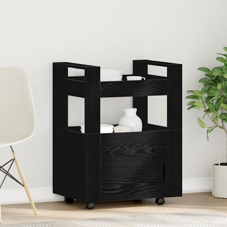 Köksvagn Svart ek 60 x 45 x 80 cm Konstruerat trä