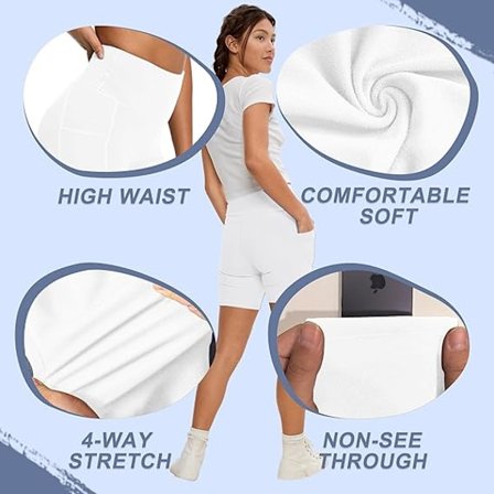 Yoga Shorts, damshorts, sidofickor med telefonficka, hög midja, yoga fitness, träningsbyxor, underdel