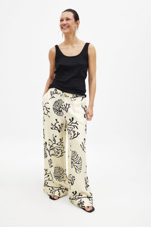 NA-KD Pantalon large en viscose à taille mi-haute - Pantalons en lin - Multicolore - EU 36