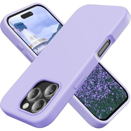 Silikone Etui Kompatibelt med iPhone 16 Pro Etui Blødt Ultra Tyndt Beskyttende Stødsikkert Flydende Silikone Telefon Etui, 6.1" Lilla