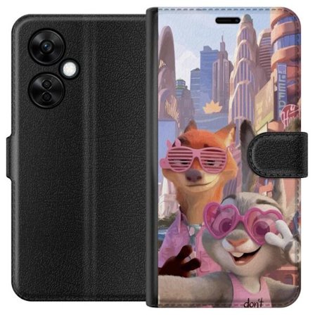 Kompatibelt Lommeboketui til OnePlus OnePlus Nord CE3 Animerede dyr i et solfylt bymiljø med rosa solbriller og en positiv melding i en fargerik feel