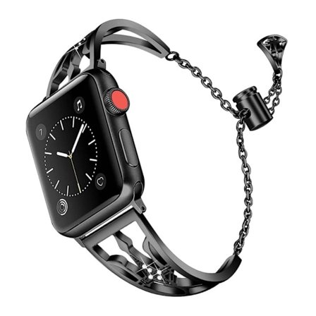 Apple Watch (45 mm) klockarmband i stål med strainestone-krona - Svart