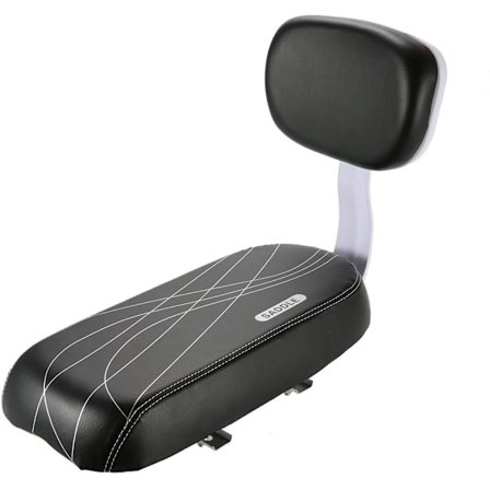 Sykkel passasjer sykkel terrengsykkel PU skinn polstret passasjerstativ sete barnestol med ryggstøtte)(svart)