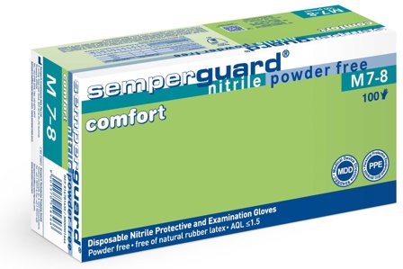 Semperguard M7-8 Comfort Engångshandske nitril, puderfri S, 100 st, Kläder