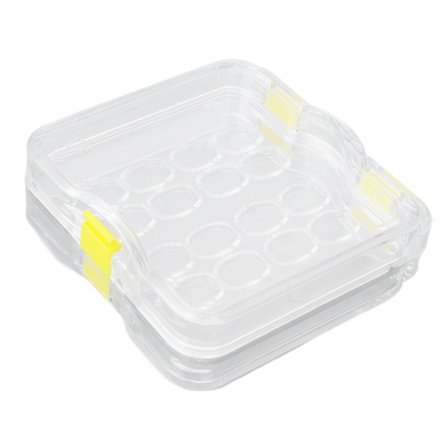 16 stk/æske Gennemsigtig tandproteseboks i plast med film til dental opbevaring