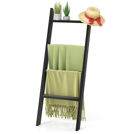 COSTWAY 4-niveau trædestativ, til tæpper, tøj, aviser, til badeværelse, stue, soveværelse sort