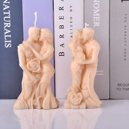 2-pak Kærligt Par Silikone Lysforme, Omfavnende Portrætform til Voks Resin Støbning, Romantisk Gave DIY Håndværksdekoration