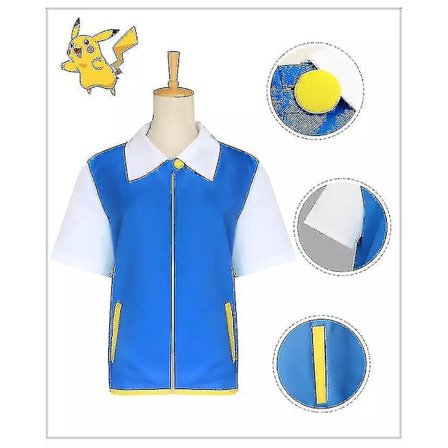 Ash Ketchum Kostym Kappa Hatt Handskar Poke Ball Anime Halloween kostymer