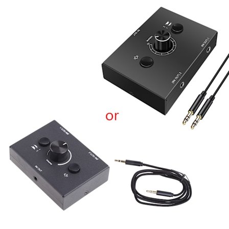 Audio Splitter Switcher Box 2 Input 1 Output / 1 Input 2 Out 3,5mm Stereo Audio