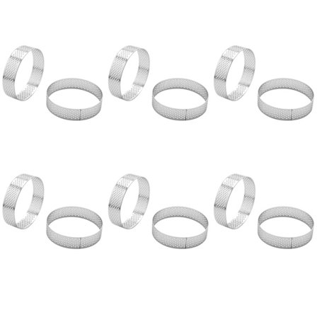 6X Runda Perforerade Pajformar i Rostfritt Stål, Botten Tower Pajkakaform Bakning Perforerad Kakform