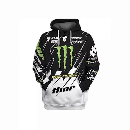 3D Digitaltrykk Herre Hettegenser Langermet Pullover