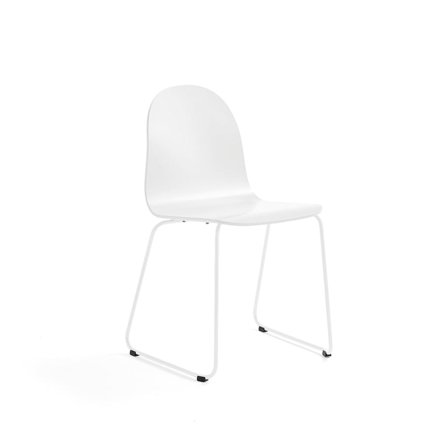 Chair GANDER, skid base, seat height: 450 mm, laquered, white