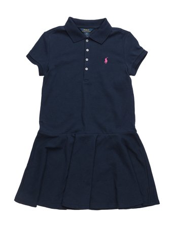 Ralph Lauren Kids Stretch Mesh Polo Dress - Blue - 129-130