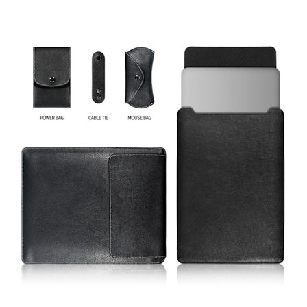 MacBook Pro 15-tum (2016) läderväska musplatta mikrofiber PU läder - Svart