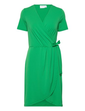 Vinayeli S/S Knee Wrap Dress/Su - Noos Dresses Summer Dresses Grønn Vila*Betinget Tilbud