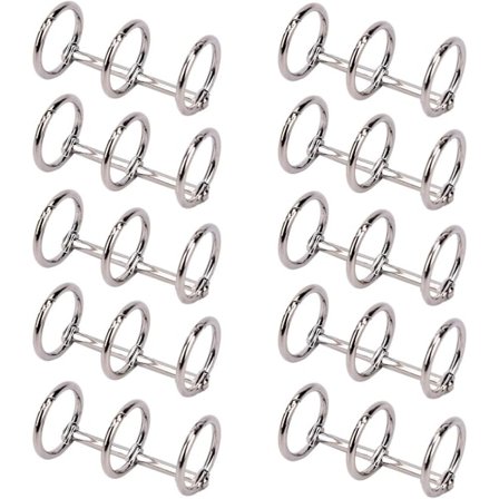 10 st Metall Lösblad Bindemedel Ringar DIY Fotoalbum Ringar Skrivbordskalender Cirkel 3 Ringar Bokring Anslutning för Scrapbooking (Silver)