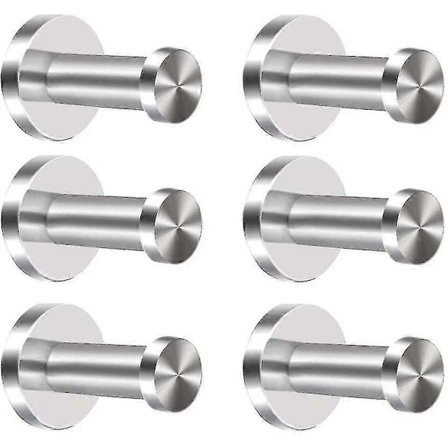 Kleskrok 6 stk 304 Rustfritt Stål Kleshengere Veggmontert Dørkroker Krom Sylinder Håndklekrok Kraftig Børstet Nikkel Morgenkåpekroker