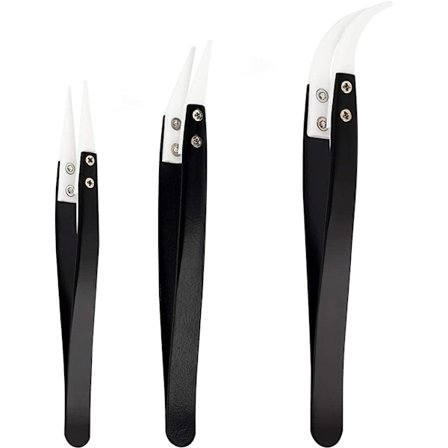 Lodde-pincet sæt med 3 keramiske spidser, varmebestandige 1600°C til E