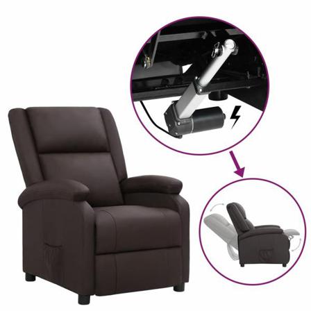 Vidaxl Reclinerfåtölj Med Uppresningshjälp Brun Äkta Läder Brun