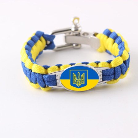 1. Ukrainske flaggarmbånd Paracord Flettet Armbånd Utendørs Overlevelsesarmbånd - Ukraina (Justerbart)