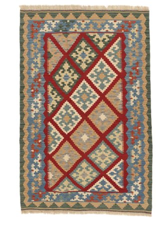 Tessuto A Mano Kilim Ghashghai Tappeto 122X188 Marrone/Verde Scuro Piccolo