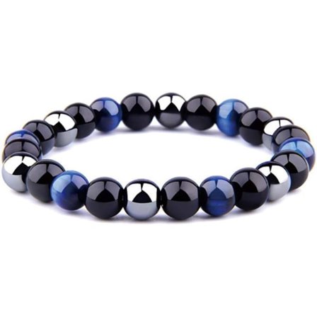 Triple Protection Tigeröga Armband, Hematit och Svart Obsidian