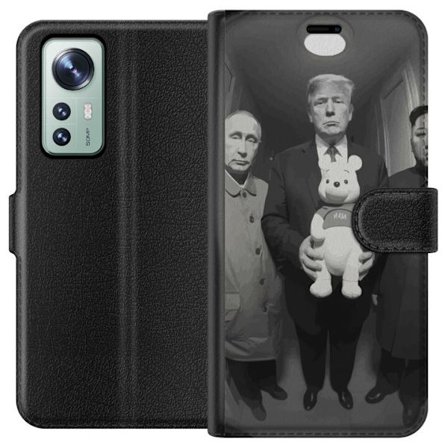 Yhteensopiva Lompakkokotelo Xiaomi Xiaomi 12 Mustavalkoinen taideteos surrealistisella poliittisella symboliikalla ja odottamattomalla kontrastilla, p