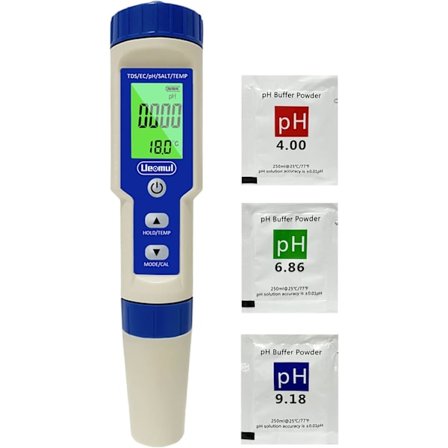 5 i 1 Elektronisk PH-måler med TDS EC Salinitet Temperatur pH Multi-parameter Tester Vanntett IP67 Høy Presisjon Vann pH-måler Automatisk