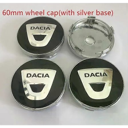 4 stk. 56 mm 60 mm Dacia Bil Hjul Center Cover Navkapsel Badge Emblem Mærkat kompatibel til Dokker Lodgy Logan Sandero Duster Stepway