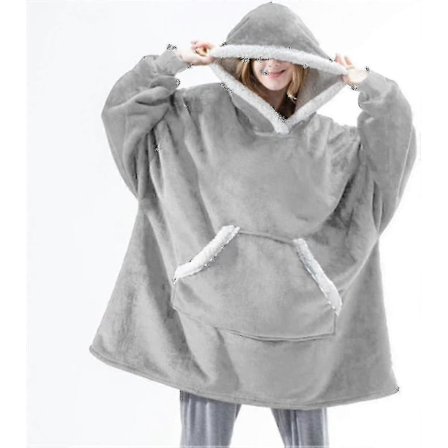 Plush Överdimensionerad Hoodie-filt - Bärbar Filt Mjuk Varm Bekväm Jätte Stor Ficka S