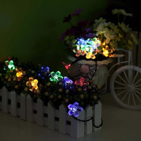 Solar Led String Light Peach Flowers Fairy Garland 9M 5M Vandtæt Udendørs Festoon String Lights Dekor Garden Julelys multiColor 5m