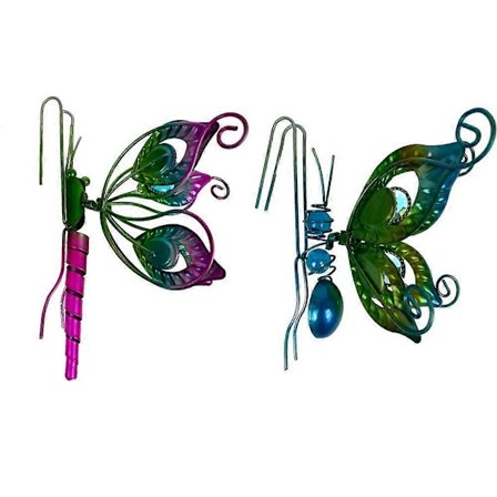 Blomsterpotte Dekoration Vedhæng Sommerfugl Guldsmed Metal Grøn Kant Ornamenter Pottede Malede Plante D