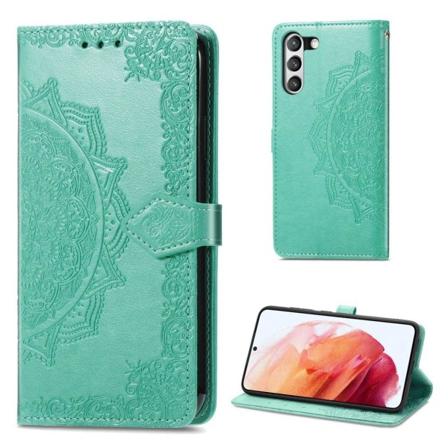 Mandala Samsung Galaxy S21 FE Flip Etui - Grøn Green