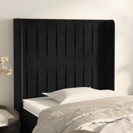 Vidaxl Huvudgavel Med Kanter Svart 83x16x118/128 Cm Sammet Svart