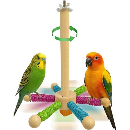 Fuglepinne, roterende spinnstativ for parakitter, nymfeparakitter, conures og små fugler, morsom buraktivitet for lek og trening til Re