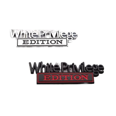 2 st White Privilege Edition emblem 3D metalllogotyp bilmärke