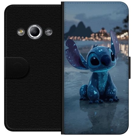 Kompatibelt Lommeboketui til Samsung Galaxy Xcover 3 Blå fantasifigur på stranden i kveldslys med glitrende overflate drømmeaktig atmosfære og mag