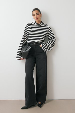 NA-KD Wide High Waist Jeans - Jeans med vide ben - Grå - EU 44