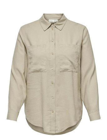Carcaro L/S Ovs Linen Shirt Tlr Brown ONLY Carmakoma