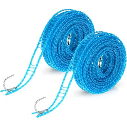 Pack Halkfri Klädlina med Krokar, Portabel Klädlina för Resor, Camping, Hem, Trädgård, Camping (5 Meter)