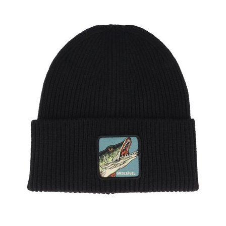 Skillfish - Svart cuff Beanie - Grisjävel Recycled Black Oversized Cuff @ Hatstore
