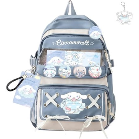 Kawaii Ryggsäck med Nyckelring, 17 Tums 3D-Tryckt Casual Sportväska, Utomhus Ungdomlig Ryggsäck med Hög Kapacitet