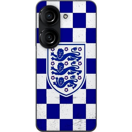Yhteensopiva Puhelinkuori Asus Asus Zenfone 10 Graafinen shakkiruudukkokuviointi sinisellä ja valkoisella, klassisella heraldisella vaakunalla, retro