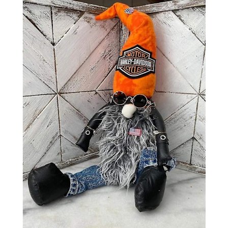 Kul Harley Motorsykkel Gnome Plysjleketøy, 50 cm Jule Nisse Dukke Barne Gave Hjemmeinnredning Aksent T