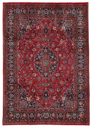 Maschad Teppich 244X346 Dunkelrot/Schwarz Wolle, Persien