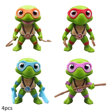 4 stk/sæt Teenage Mutant Ninja Turtles Minifigur Dukkelegetøj Bilpynt Dekoration