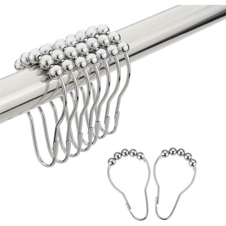 12 st duschdraperikrokar ringar i rostfritt stål