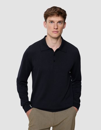 Shaping New Tomorrow - Everyday Knit Long Sleeve Polo - Black - Herr - Storlek XXXL