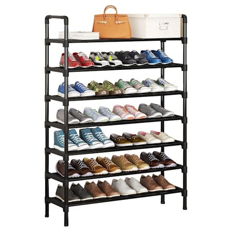 7 etasjers høyt skostativ Plassbesparende skohylle Støvtett Stabil skooppbevaringsstativ for entre Klesskap Soverom Garderobe