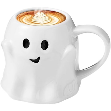 Halloween Spöke Keramik Kaffeemugg, 400ml Söt Spöke Ansiktsdesign